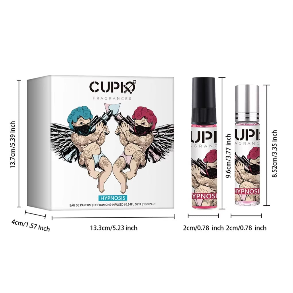 Cupid 10Ml*4 Pink & Blue Glass Bottles Unisex Floral Cologne Perfumes Men and Women for Christmas and New Year Gifts Fragrance ﻿