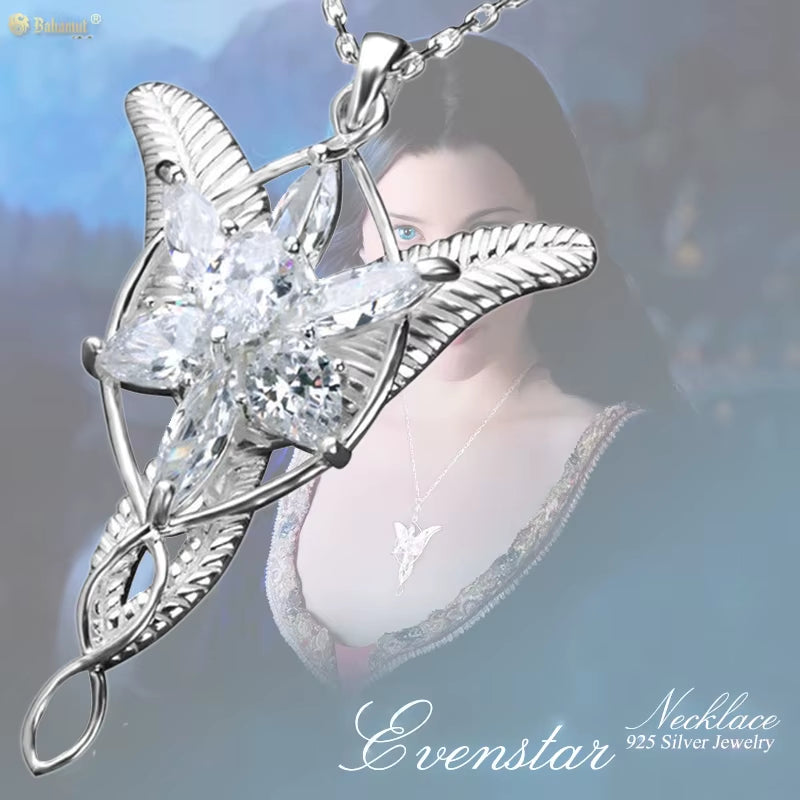 925 Sterling Sliver Wedding Jewelry Lord Princess Arwen Evenstar Pendant Necklaces for Women Arwen Crystal