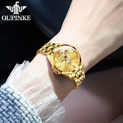 3260 Real Diamond Real Gold Women Watch Top Luxury Brand Watches Tungsten Steel Strap Luminous Ladies Wristwatch Set