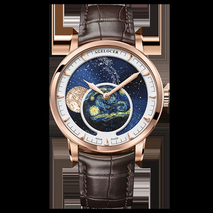 Original Astronomer Watch Men'S Business Luxury Gold Watch Automatic Mechanical Moon Phase Watch Birthday Gift for Men