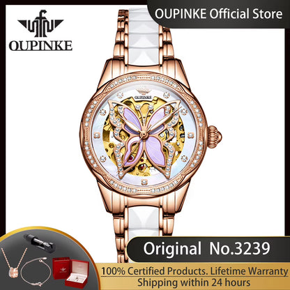 3239 Original Women'S Watches Hollow Out Butterfly Diamond Bezel Automatic Watch for Women Elegant Mechanical Wristwatch