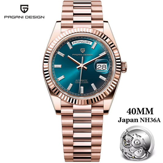 2025 New  Men'S Watches DD40 Rose Gold Automatic Watch Man Mechanical Wristwatches Luxury AR Sapphire Mirror Gifts