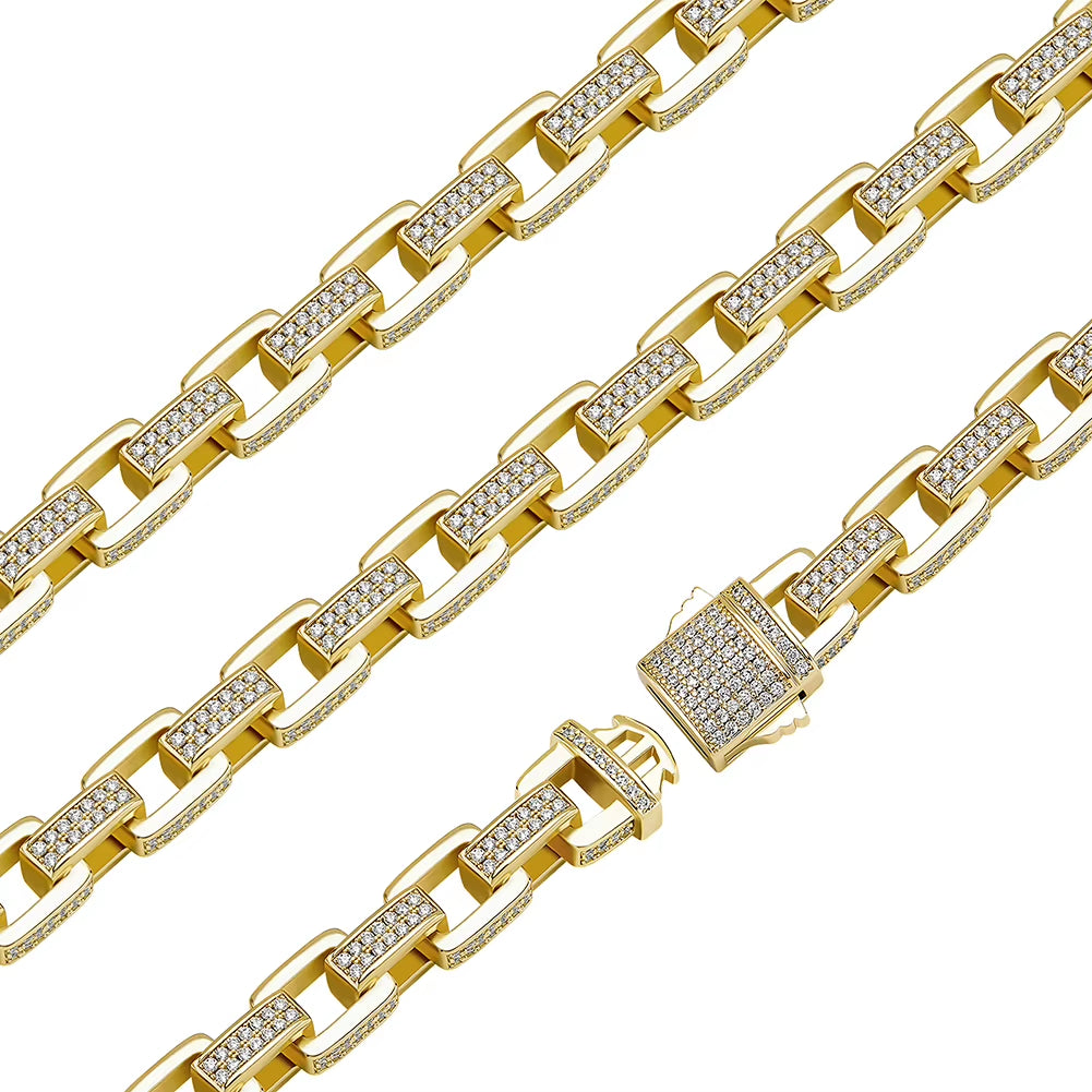 8Mm Ice Box Link Chain Necklace Full Micro Pave Cubic Zirconia Men/Women'S Necklace Hip Hop Jewelry Party Gift