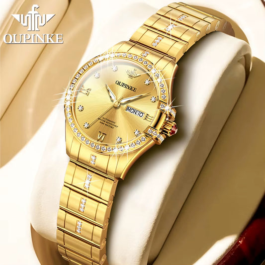 3195 Original Top Imported Movement Women Watch Luxury Diamond Waterproof Dual Calendar Automatic Mechanical Women Watch