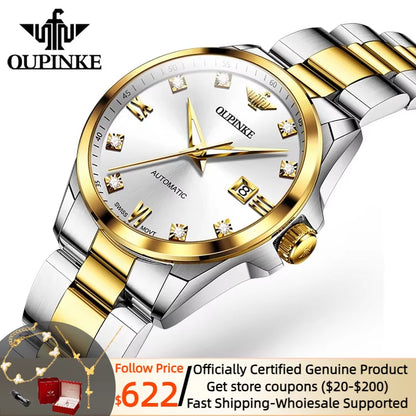 Original  3199 Swiss Automatic Mechanical Watch for Women Real Diamond Sapphire Mirror Ladies Watch Bracelet Set Gift NEW