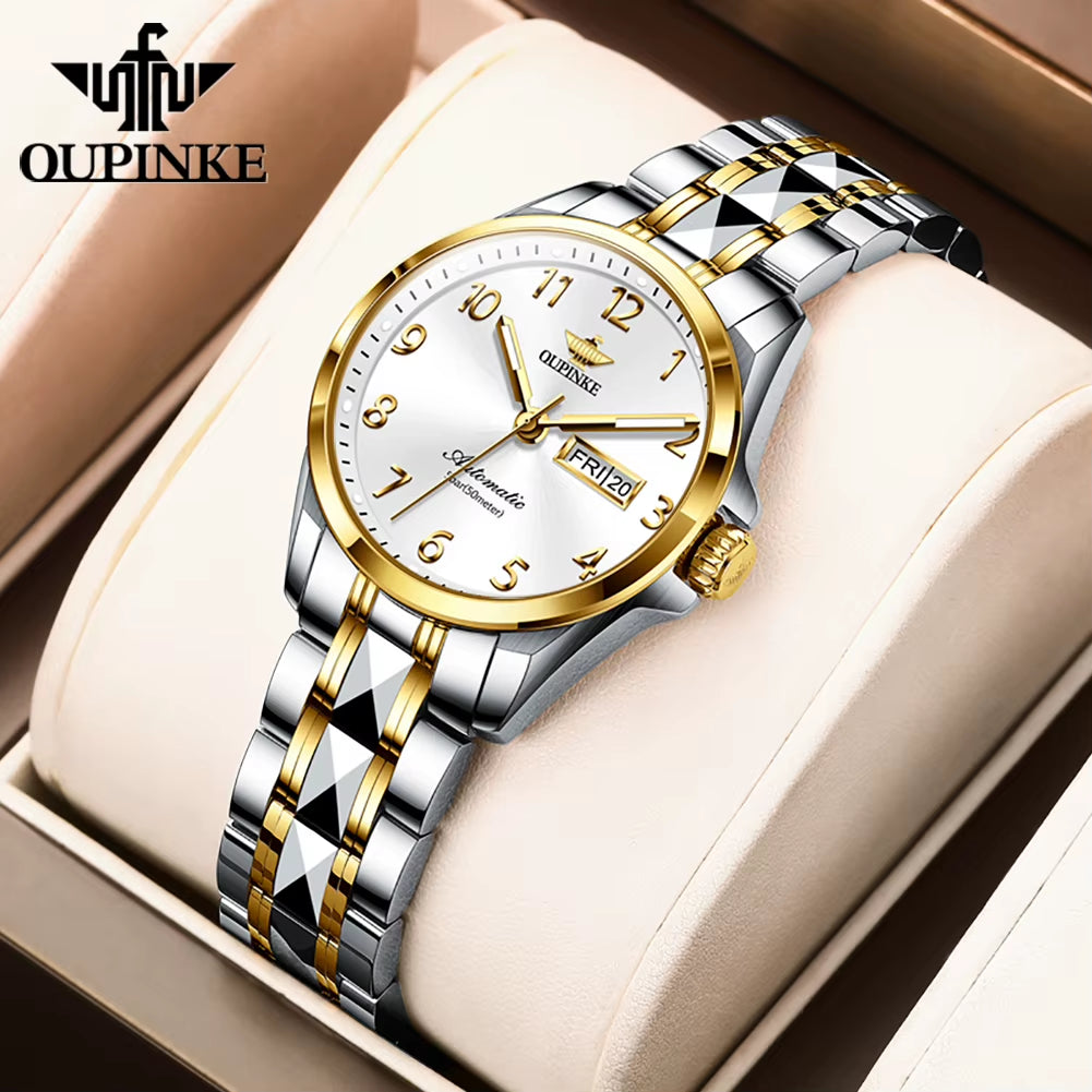 3228 Women Watch Digital Dial Auto Date Tungsten Steel Deep Waterproof Luxury Elegant Automatic Mechanical Watches