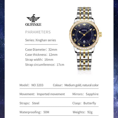 3203 Women Fully Automatic Mechanical Watch Luxury Diamond Waterproof Starry Sky Dial Gift Original Women Watch Reloj