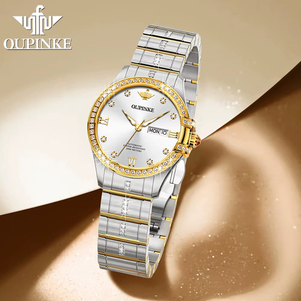 3195 Diamond Watch for Women Stainless Steel Strap Luxury Brand Original Import Automatic Movement Mechanical Wristwatch