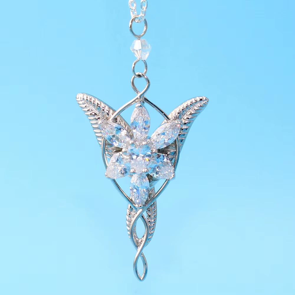 925 Sterling Sliver Wedding Jewelry Lord Princess Arwen Evenstar Pendant Necklaces for Women Arwen Crystal