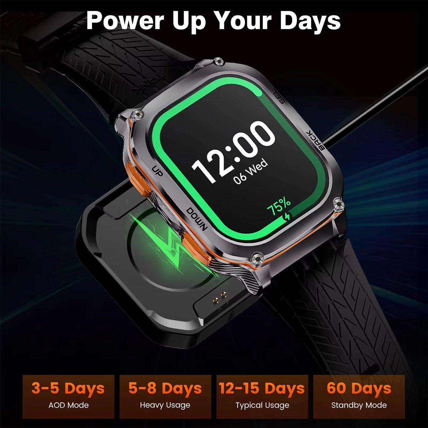 AOD Electronic Military Rugged Waterproof Watch GPS Smart Watches for Men Women Smartwatch