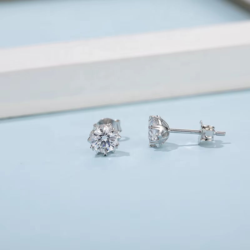 925 Sterling Silver Snowflake Stud Earrings Jewelry 5Mm Diamond Moissanite Earrings for Women Wedding