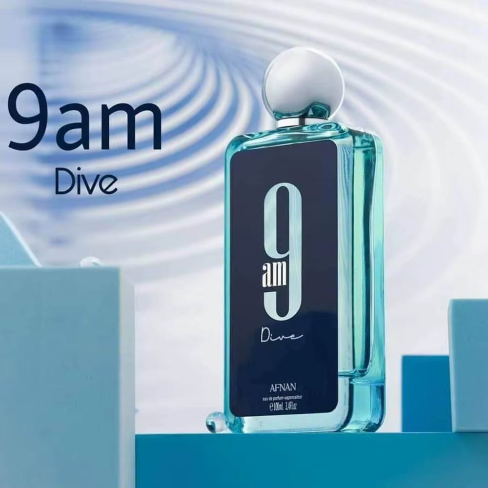 Afnan 9PM Dive Eau De (Unisex) 3.4 Oz- Durable Perfume for Men and Women, Long-Lasting Christmas Eve Halloween Gift