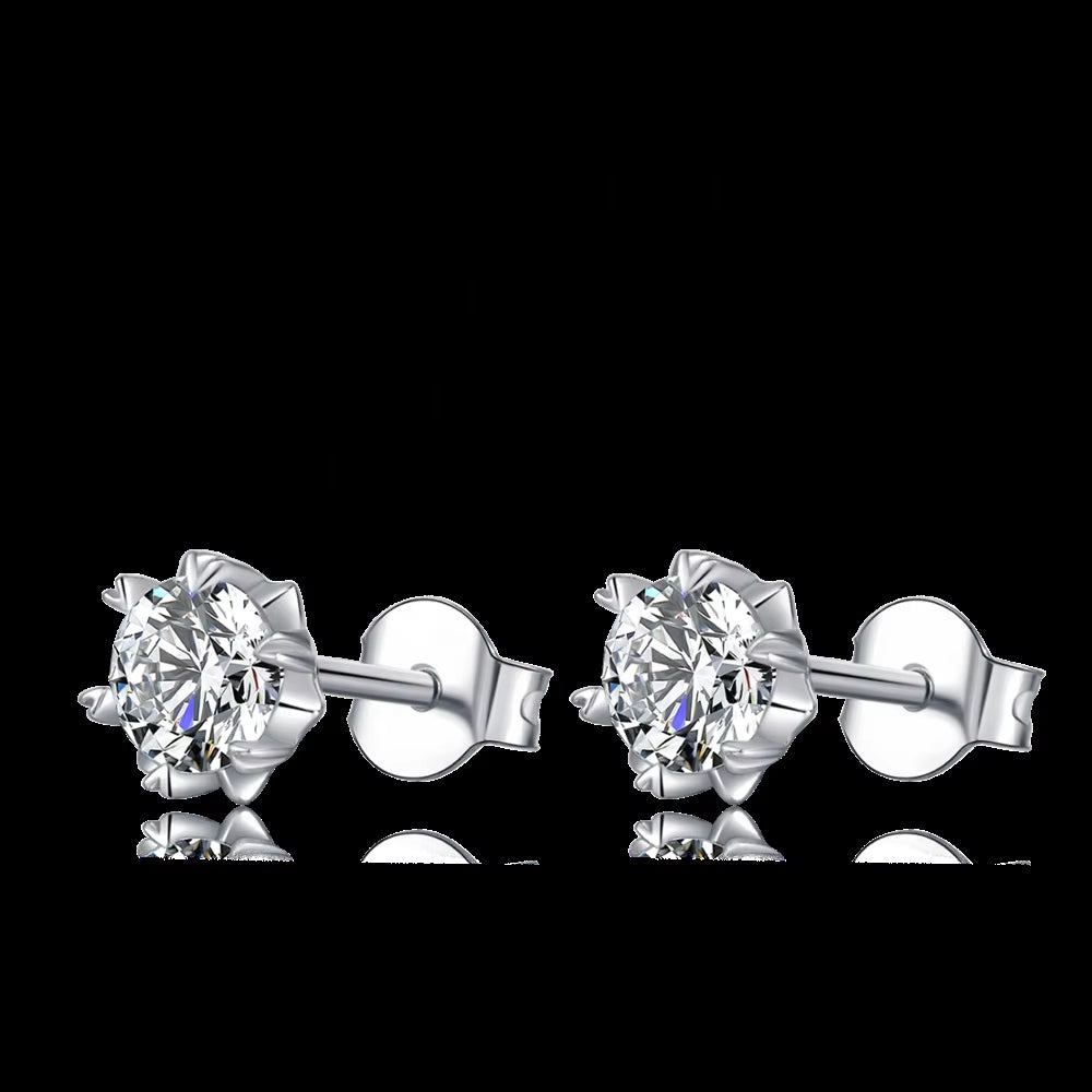 925 Sterling Silver Snowflake Stud Earrings Jewelry 5Mm Diamond Moissanite Earrings for Women Wedding