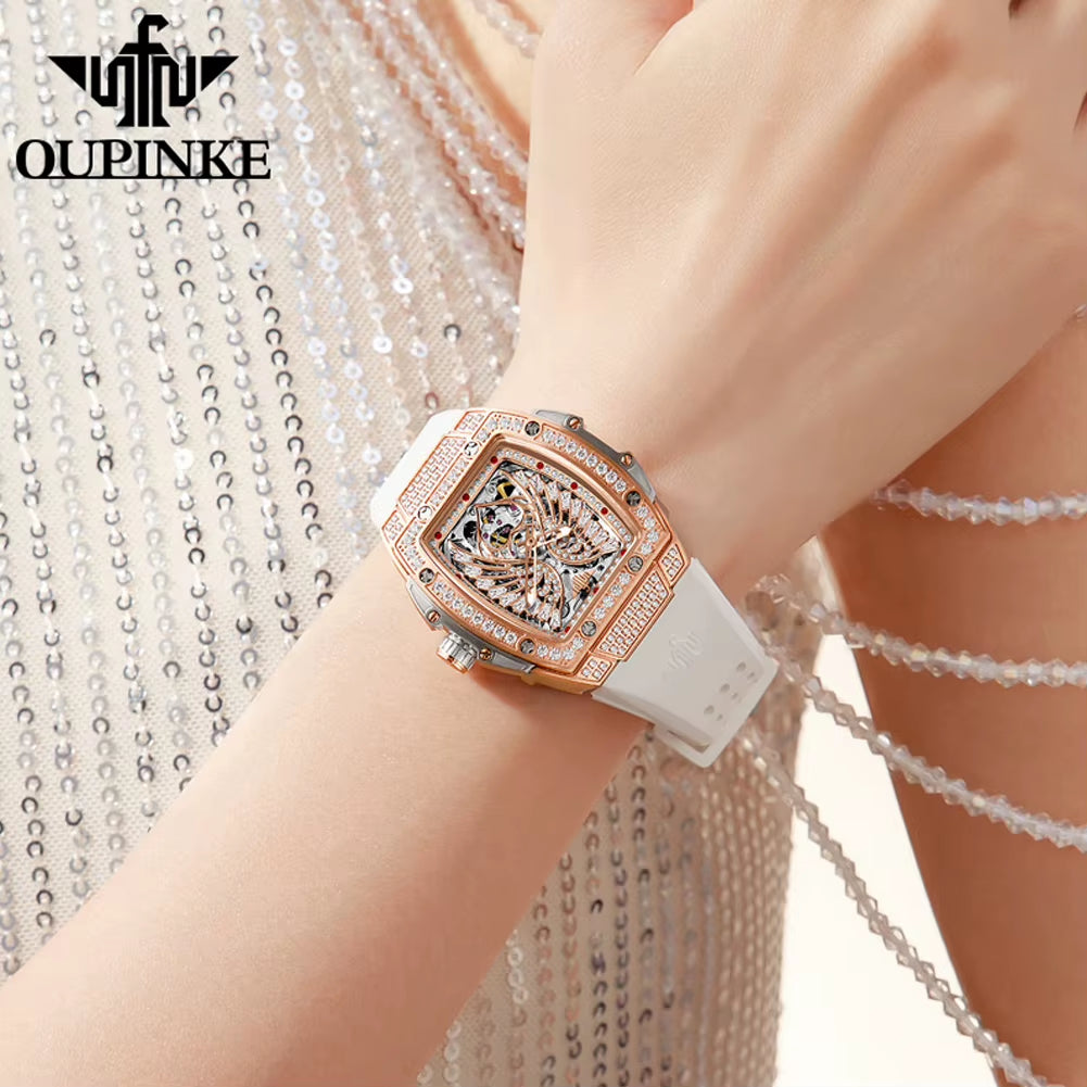 3225 Women'S Watch Luxury Imported Automatic Mechanical Watch Elegant Skeleton Butterfly Design Waterproof Women Watch