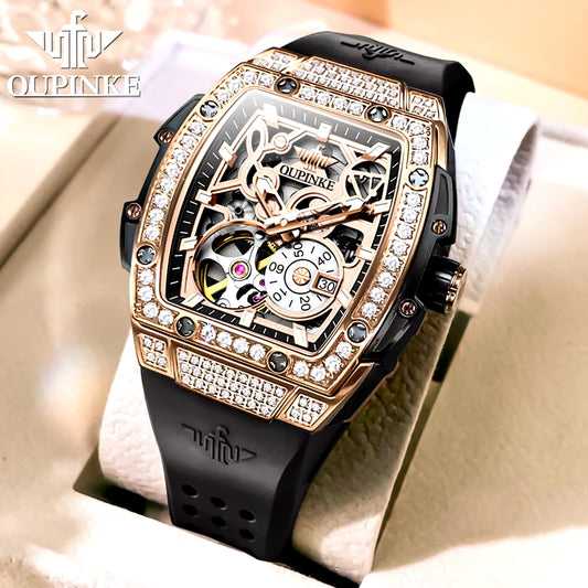 Skeleton Automatic Mechanical Watches for Women Waterproof Luminous Fashion Diamond Ladies Wristwatch 2024 NEW