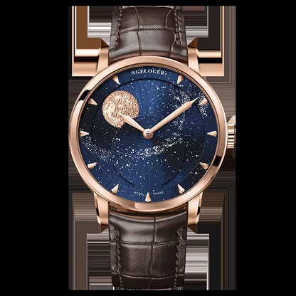 Original Astronomer Watch Men'S Business Luxury Gold Watch Automatic Mechanical Moon Phase Watch Birthday Gift for Men