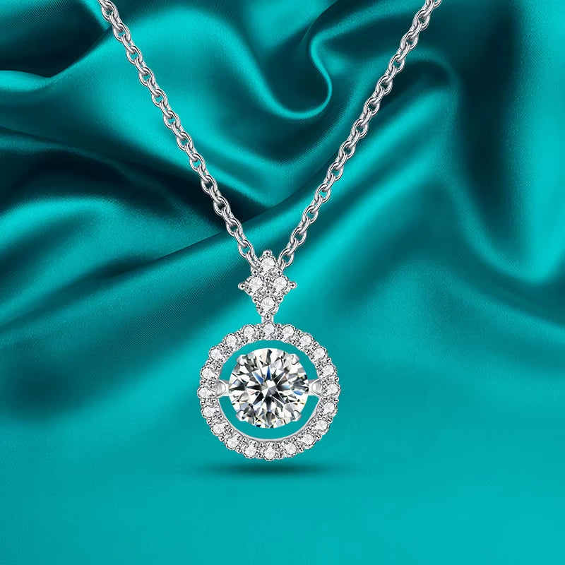 Moissanite Pendant Necklace 925 Sterling Silver Jewelry for Women Diamond with Twinkle Setting