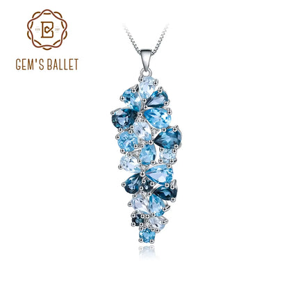 London Blue Topaz Swiss Blue Topaz Sky Blue Topaz Mix Gemstone Pendants for Women Gift Luxury Jewelry Accessories