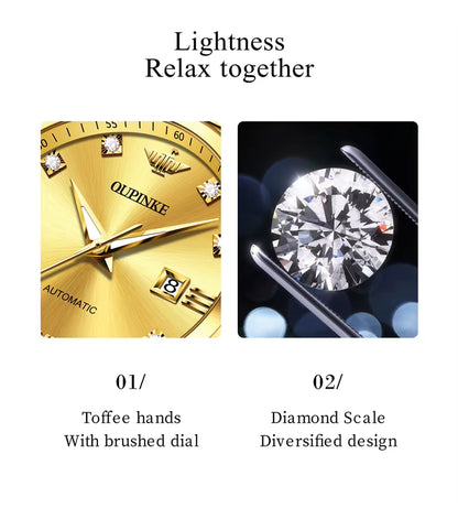 3199 Real Diamond Automatic Watch for Women Sapphire Crystal Mirror 50M Waterproof Luxury Elegant Ladies Watch Set