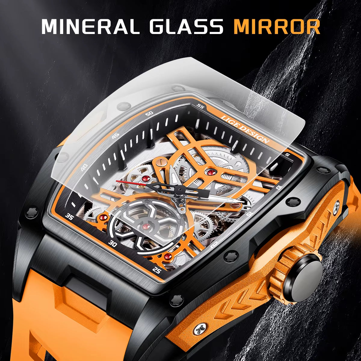 New Watches Mens Skeleton Mechanical Automatic Watch Top Brand Luxury Luminous 30M Waterproof Watch for Men Reloj Hombre