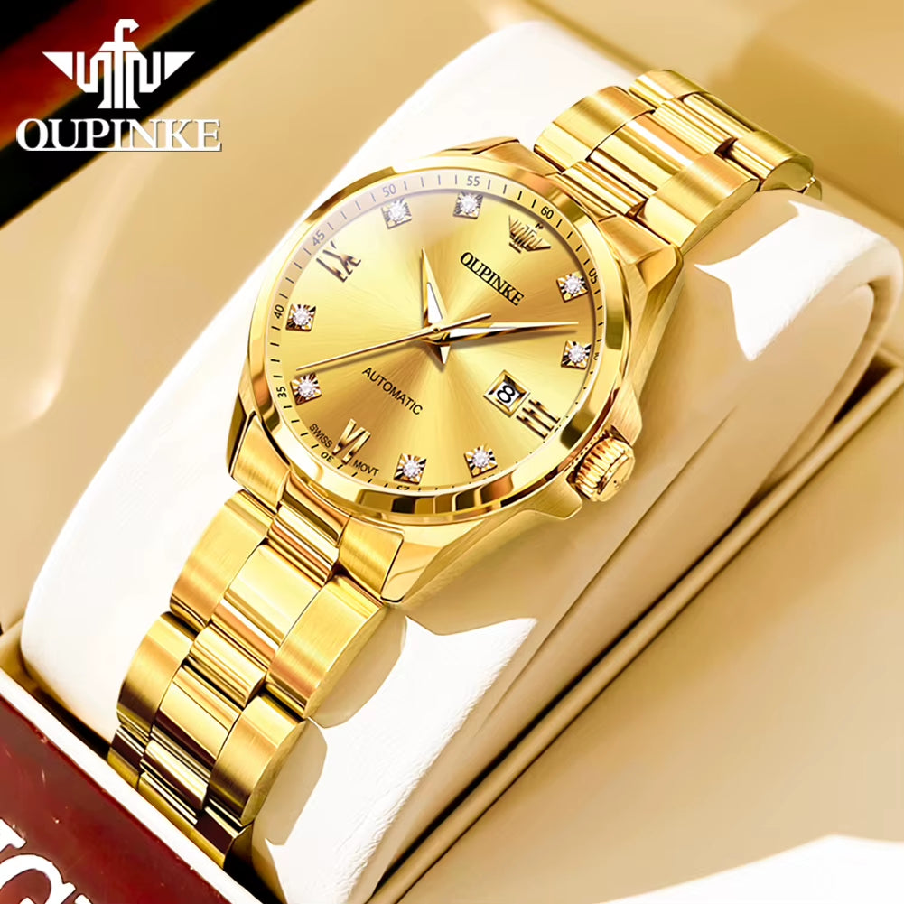 3199 Real Diamond Automatic Watch for Women Sapphire Crystal Mirror 50M Waterproof Luxury Elegant Ladies Watch Set