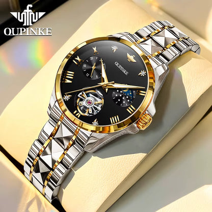 3202 Luxury Ladies Automatic Mechanical Watch Swiss Brand Tungsten Steel Waterproof Watch Moon Phase Elegant Women Watch