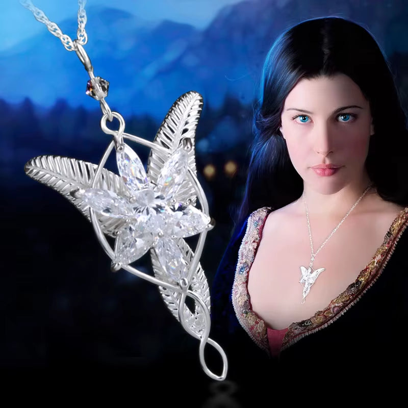 925 Sterling Sliver Wedding Jewelry Lord Princess Arwen Evenstar Pendant Necklaces for Women Arwen Crystal