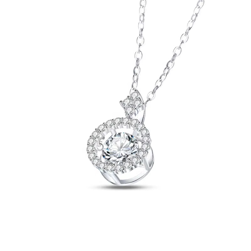 Moissanite Pendant Necklace 925 Sterling Silver Jewelry for Women Diamond with Twinkle Setting