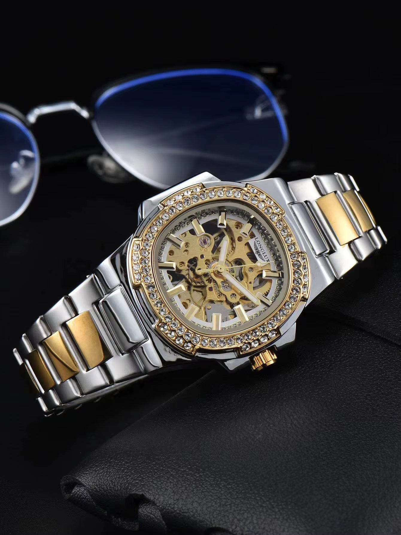 Automatic Man Watch Luxury Stainless Steel Wholesale Mechanical Wristwatches Skeleton Waterproof Diamond Watch Man Watch