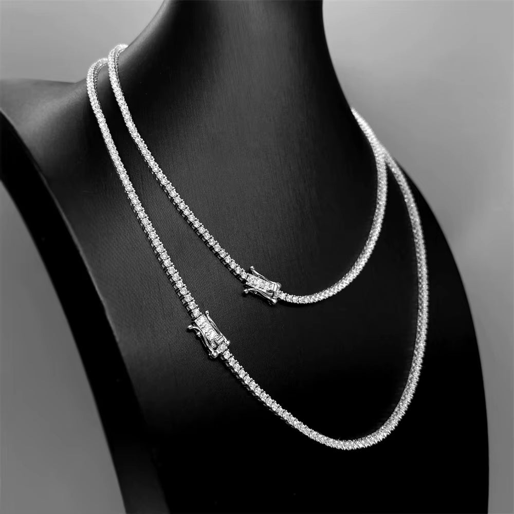 925 Sterling Silver Moissanite 3Mm 16Inch Tennis Diamond Necklace for Women Jewelry Wedding Valentine'S Day Gift