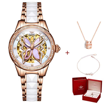 3239 Original Women'S Watches Hollow Out Butterfly Diamond Bezel Automatic Watch for Women Elegant Mechanical Wristwatch