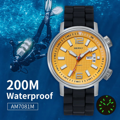 Miyota 8205 20ATM Diver Automatic Mechanical Watch Men Sport Luminous Sapphire Waterproof Wristwatch Swimming Self Winding Watch