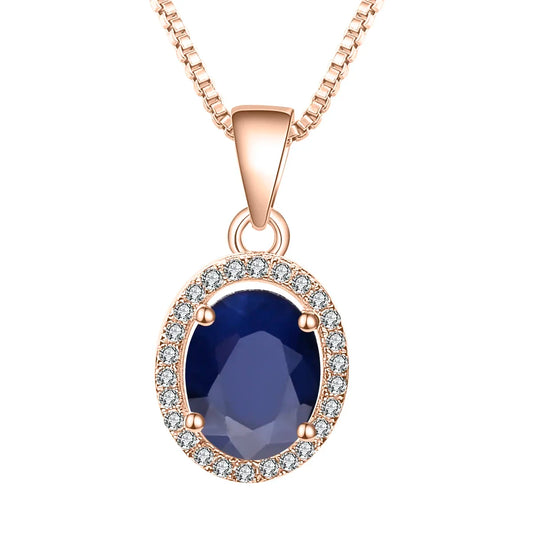 Natural Natural Blue Sapphire Real 585 14K 10K 18K Gold 925 Silver Pendant Necklace for Women Necklace Jewelry