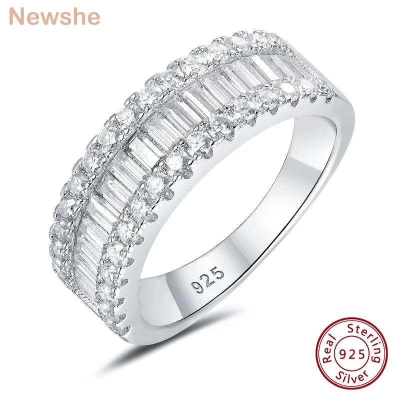 D Color Moissanite Rings for Women Half Eternity Band 925 Sterling Silver Wedding Engagement Stunning Jewelry Ring