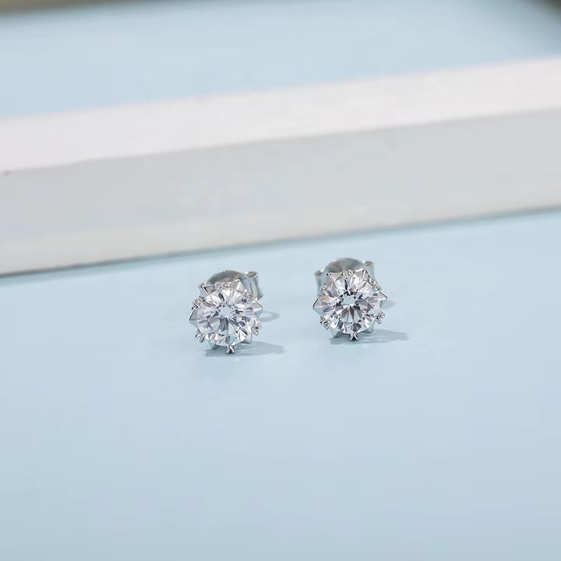 925 Sterling Silver Snowflake Stud Earrings Jewelry 5Mm Diamond Moissanite Earrings for Women Wedding