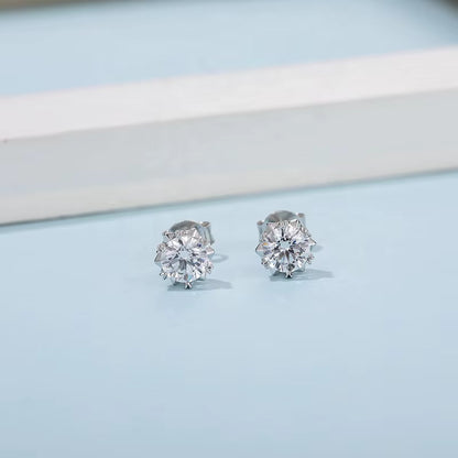 925 Sterling Silver Snowflake Stud Earrings Jewelry 5Mm Diamond Moissanite Earrings for Women Wedding