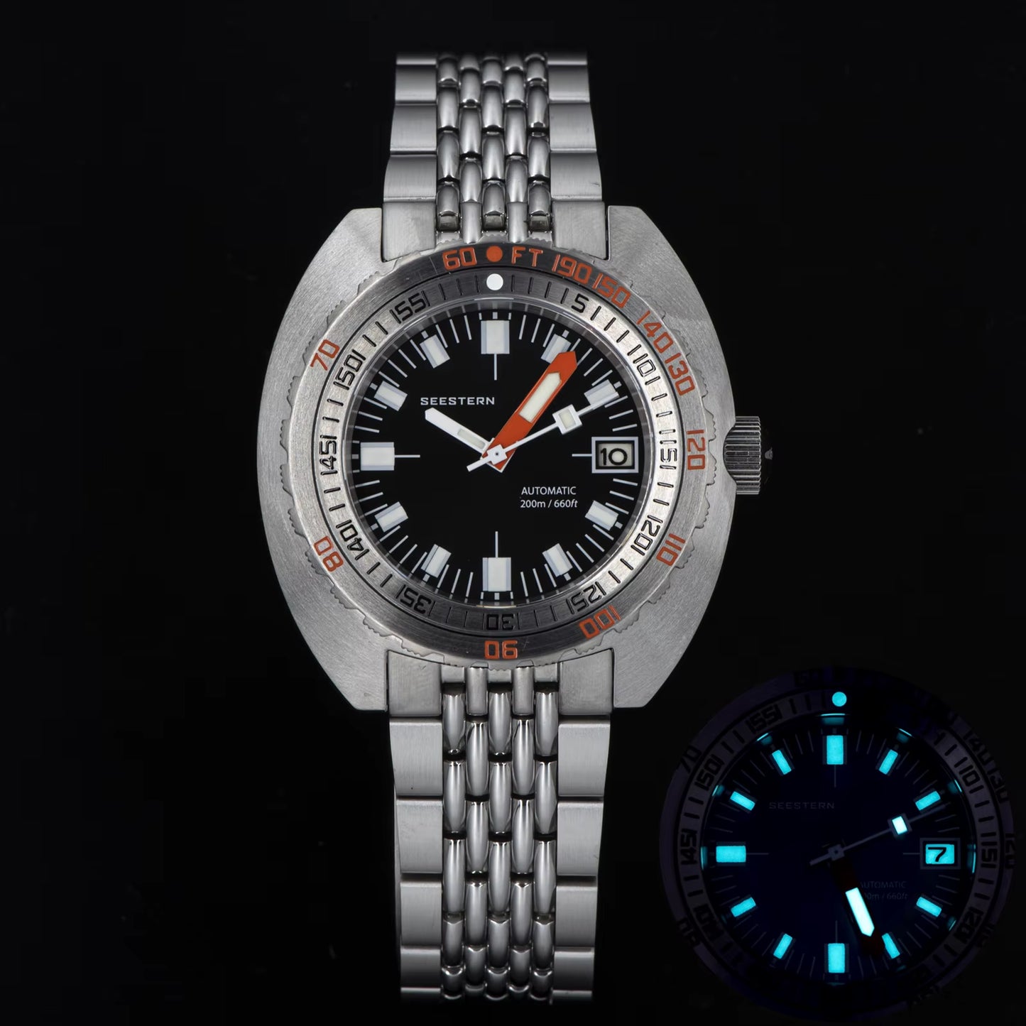 Top Brand Diver Watch Men SUB300T Automatic Mechanical Sapphire Glass Luminous Date 200M Turn Bracelet  Wristwatch Retro