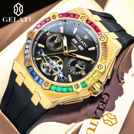 6022 Mens Watch TOP Luxury Wristwatch Silicone Strap Large Dial Waterproof Multifunctional Automatic Mechanical Watches