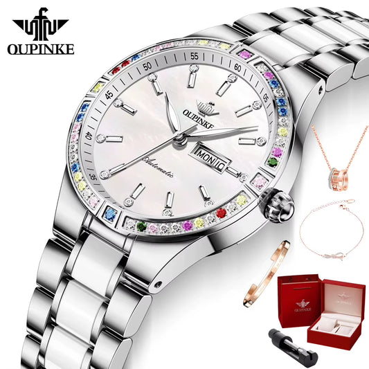 3283 Original Woman Watch High-End Luxury Diamond Bezel Automatic Watch for Women Elegant Mechanical Wristwatch 2024 New