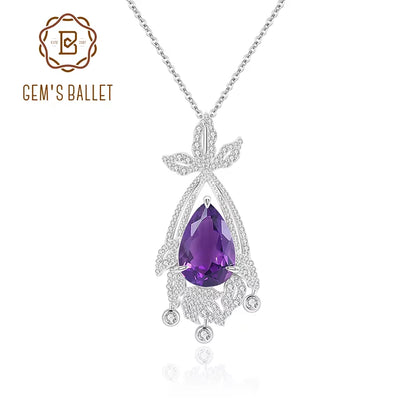 Natural Amethyst Statement Pendant in 925 Sterling Silver Chandelier Necklace Luxury Bridal Jewelry Gift for Her