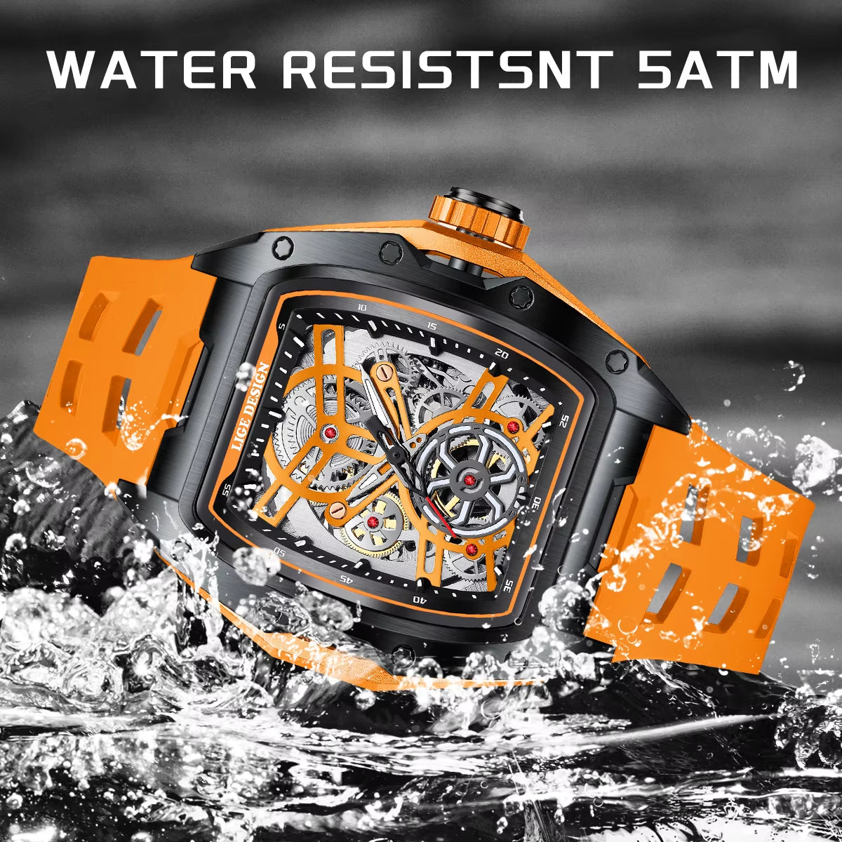 New Watches Mens Skeleton Mechanical Automatic Watch Top Brand Luxury Luminous 30M Waterproof Watch for Men Reloj Hombre