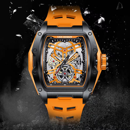 New Watches Mens Skeleton Mechanical Automatic Watch Top Brand Luxury Luminous 30M Waterproof Watch for Men Reloj Hombre