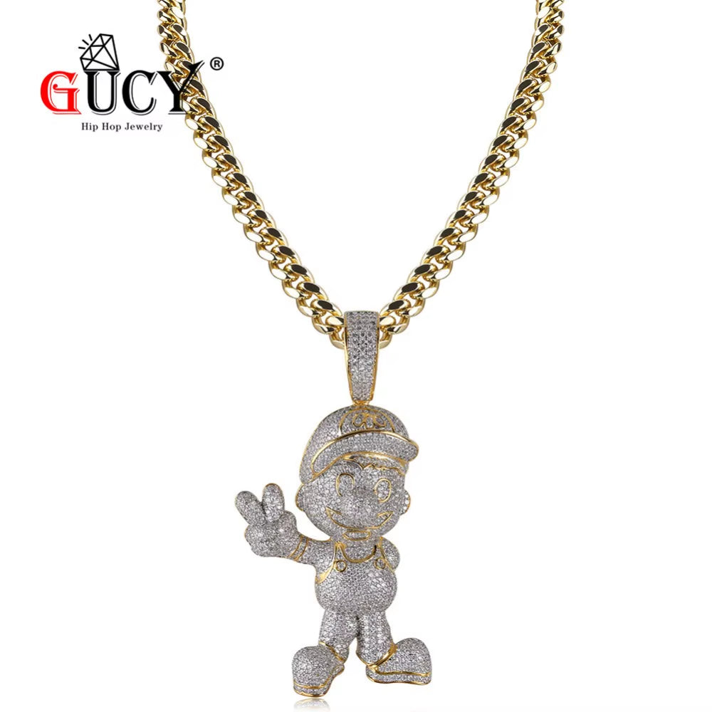 New AAA CZ Cubic Zircon Super Iced Out Chain Pendant Necklace Hip Hop Jewelry Statement Necklaces Gift for Men