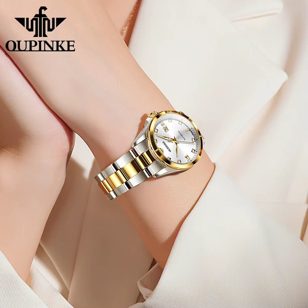 Real Diamond  3199 Automatic Mechanical Watch for Women Gold Wristwatch Sapphire Mirror 50ATM Waterproof Wathc for Ladies