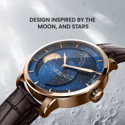 Original Astronomer Watch Men'S Business Luxury Gold Watch Automatic Mechanical Moon Phase Watch Birthday Gift for Men