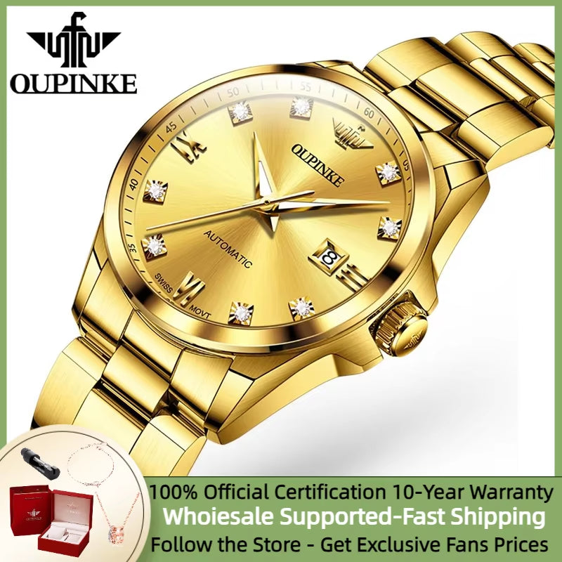 3199 Real Diamond Automatic Watch for Women Sapphire Crystal Mirror 50M Waterproof Luxury Elegant Ladies Watch Set