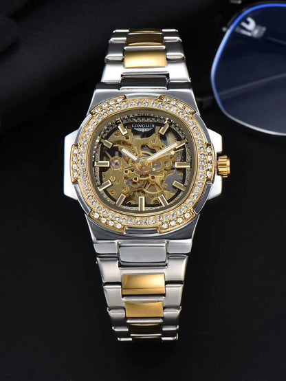 Automatic Man Watch Luxury Stainless Steel Wholesale Mechanical Wristwatches Skeleton Waterproof Diamond Watch Man Watch