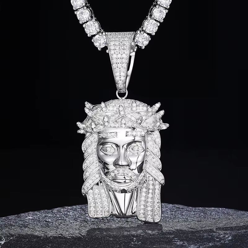 Unisex Iced Out Jesus Pendants VVS1 Moissanite Pendants Necklace Silver 925 for Men Hip Hop Jewelry