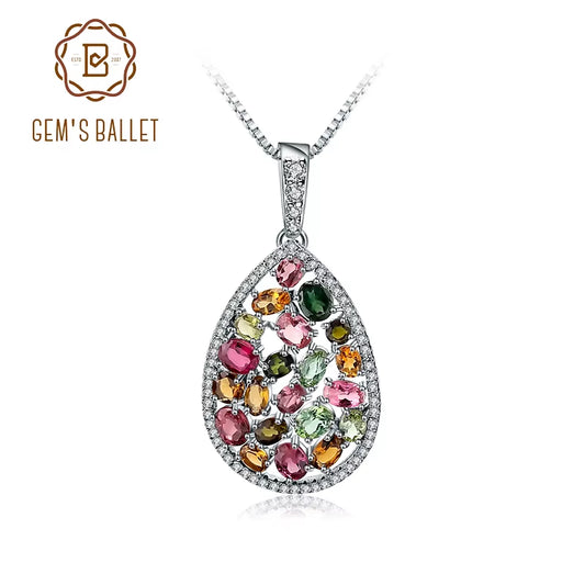 1.16Ct Colorful Natural Tourmaline Pendant Necklace Solid 925 Sterling Silver Gemstone Fashion Jewelry for Women