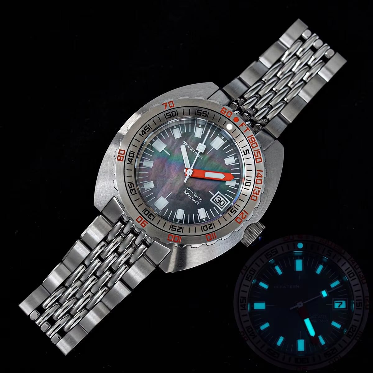 Top Brand Diver Watch Men SUB300T Automatic Mechanical Sapphire Glass Luminous Date 200M Turn Bracelet  Wristwatch Retro